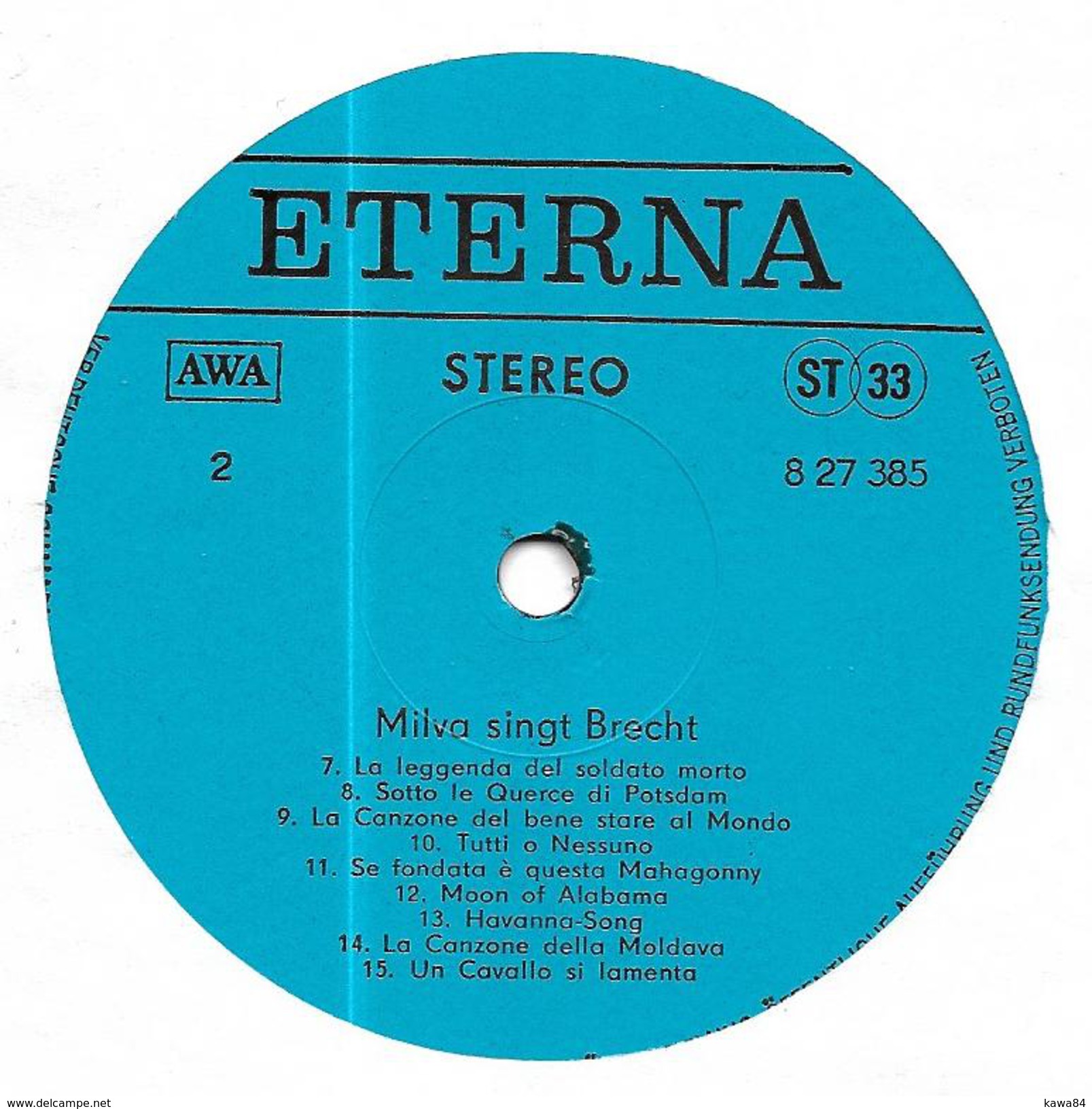LP 33 RPM (12")  Milva  "  Singt Brecht  "  Allemagne - Altri - Musica Italiana
