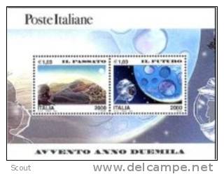 ITALIA - ITALIE - ITALY - 2000 - AVVENTO ANNO 2000 - IL PASSATO IL FUTURO - BF 2 Francobolli Da 2000 Lire - MNH ** - Blokken & Velletjes