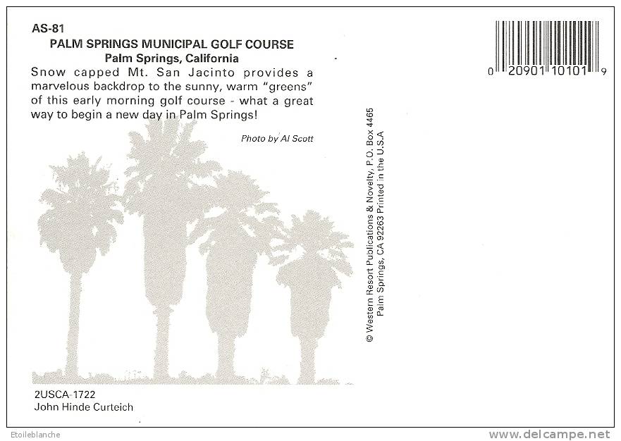 USA Palm Springs - Municipal Golf Course / Mt San Jacinto (snow) - Montagne, Neige, Cocotier ... - Palm Springs