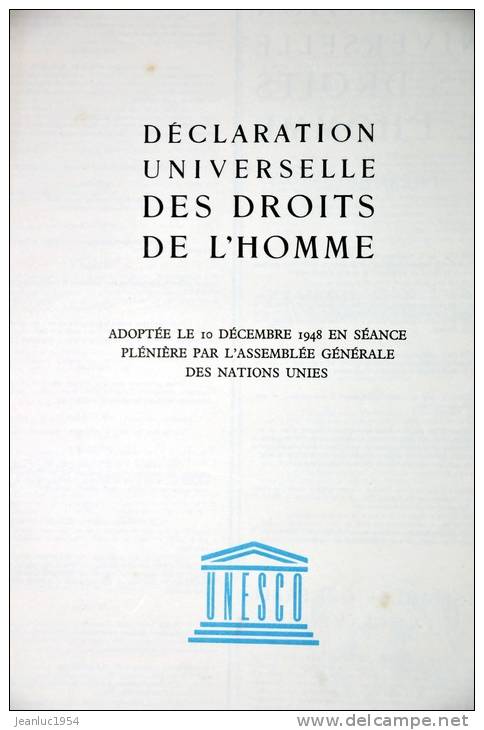 LES DROITS DE L HOMME UNESCO DE 1948 - Derecho