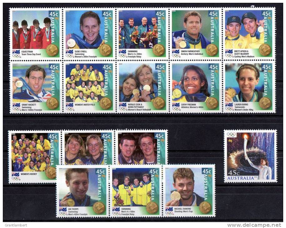 Australia 2000 Olympics - Olympic Games  Set Of 17 Gold Medallists MNH - Zomer 2000: Sydney - Paralympics