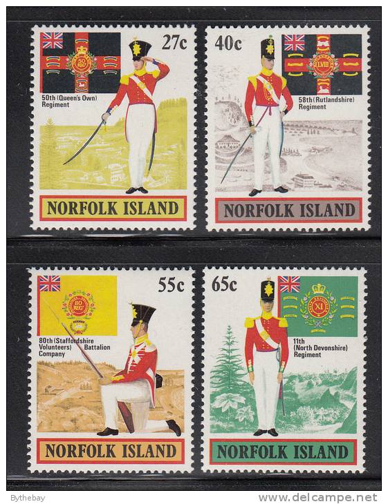 Norfolk Island MNH Scott #302-#305 British Army Uniforms - Ile Norfolk