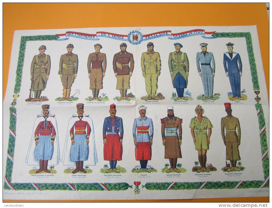 Planche Grand Format/Les Uniformes De L´Armée Française/Guerre De 1939/jour De L´An 1940 D71 - Divise