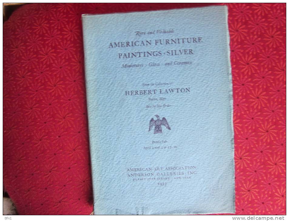 AMERICAN FURNITURE PAINTINGS SILVER - HERBERT LAWTON - 1937 - ANDERSON GALLERIES INC - Bibliographies, Index