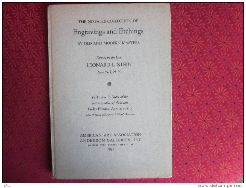 ENGRAVINGS AND ETCHINGS - 1937 - LEONARD L. STEIN - ANDERSON GALLERIES INC - Bibliografie, Indexen