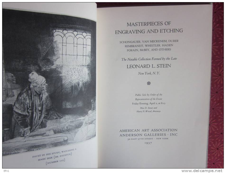 ENGRAVINGS AND ETCHINGS - 1937 - LEONARD L. STEIN - ANDERSON GALLERIES INC - Bibliografie, Indexen