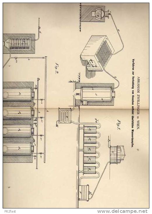 Original Patentschrift - Verkohlung Von Knochen , Verbrennungsanlage , 1883 , A. Zwillinger In Wien !!! - Maschinen