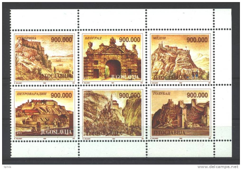 Jugoslawien - Yugoslavia 1993 Old Fortresses Booklet Pane MNH, 50 X - Neufs