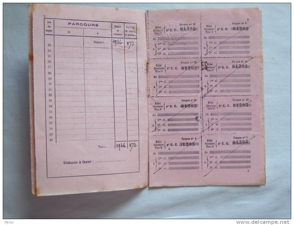 Chemin De Fer Du Nord 31 Janvier 1936. Paris Billets. Billet Circulaire Ordinaire. Trajet Feignies-Paris-Dijon-Mars Eill - Europa