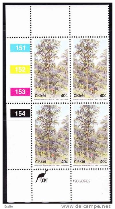 Ciskei - 1983 - Indigenous Trees - High Value (40c) Control Block - Ciskei