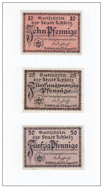 Schleiz, Thürungen, Notgeld,  10, 25, 50 Pfennig,  1919,  Selten - [11] Emisiones Locales