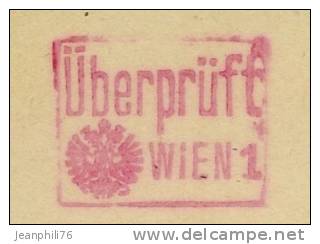 Censure De Vienne "überprüft Wien Pour Munich Sur Entier Postal (p216 Et Timbre 103) - Covers & Documents