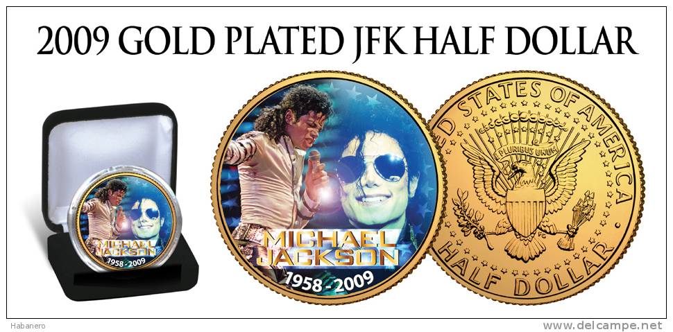 USA - 2009 - MICHAEL JACKSON "KING OF POP" GOLD PLATED HALF DOLLAR - UNC - Other & Unclassified