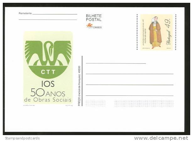 Portugal Carte Entier Postal Oeuvres Sociales De La Poste Pélican Postal Stationary Portuguese Post Social Works Pelican - Pelikane