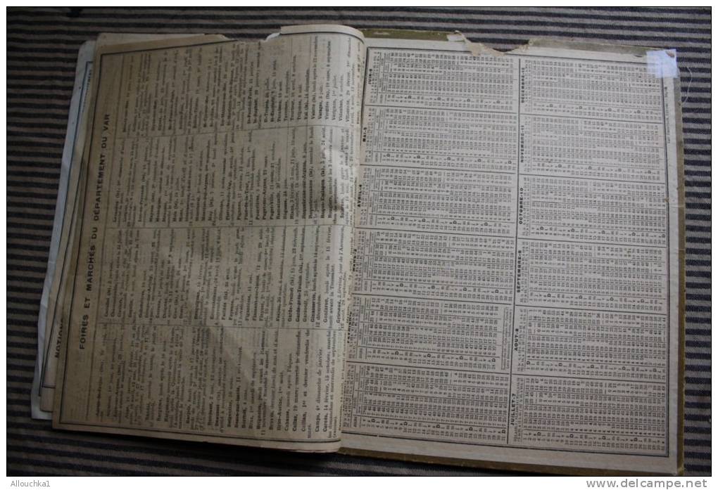 1937 Calendrier du Var (Chasse aux courlis ) grand format almanach des PTT postes et télégraphes