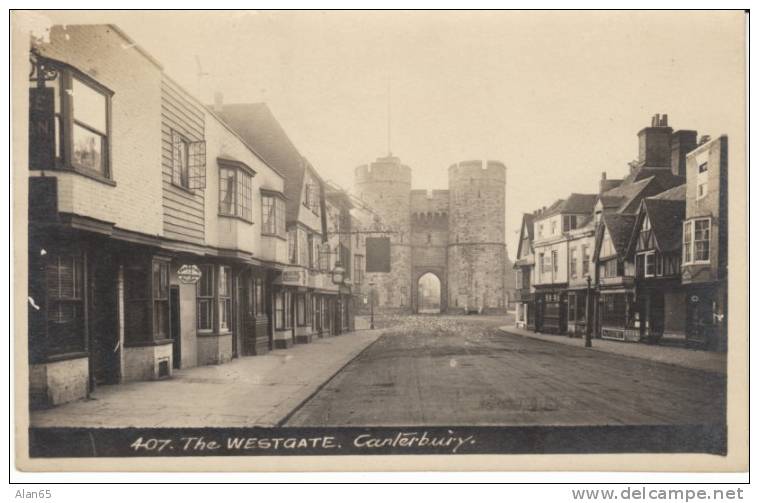 Canterbury (Kent) UK,  The Westgate, Street Scene On C1910s/20s Vintage Real Photo Postcard - Canterbury