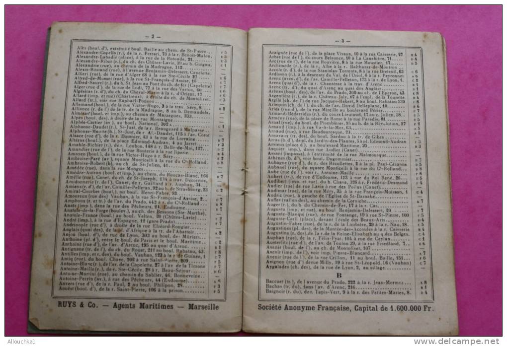 Livret Marseillais RUYS Carte Du Réseau Des Tramways 45e Année Rues Bd Cours Places Traverses De Marseille - Europe