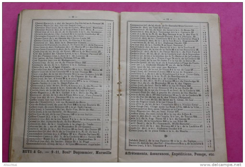 Livret marseillais RUYS carte du réseau des tramways 45e année rues bd cours places traverses de Marseille