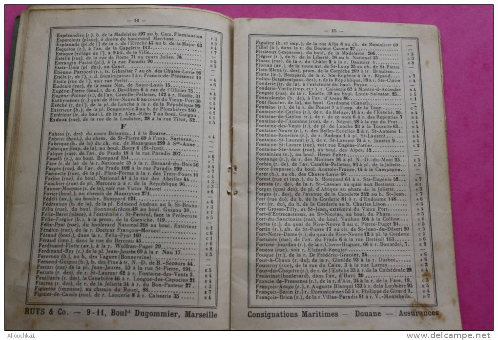 Livret marseillais RUYS carte du réseau des tramways 45e année rues bd cours places traverses de Marseille