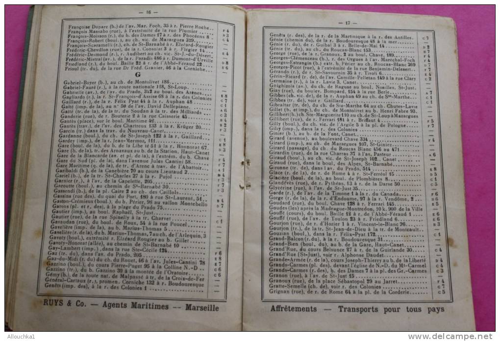 Livret marseillais RUYS carte du réseau des tramways 45e année rues bd cours places traverses de Marseille