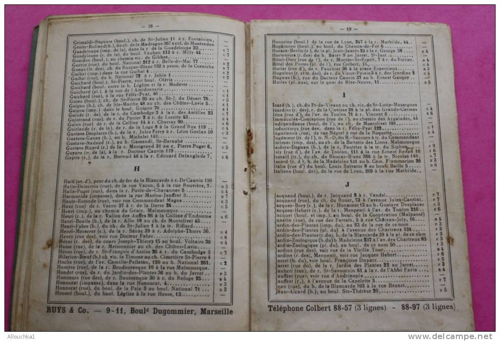 Livret marseillais RUYS carte du réseau des tramways 45e année rues bd cours places traverses de Marseille