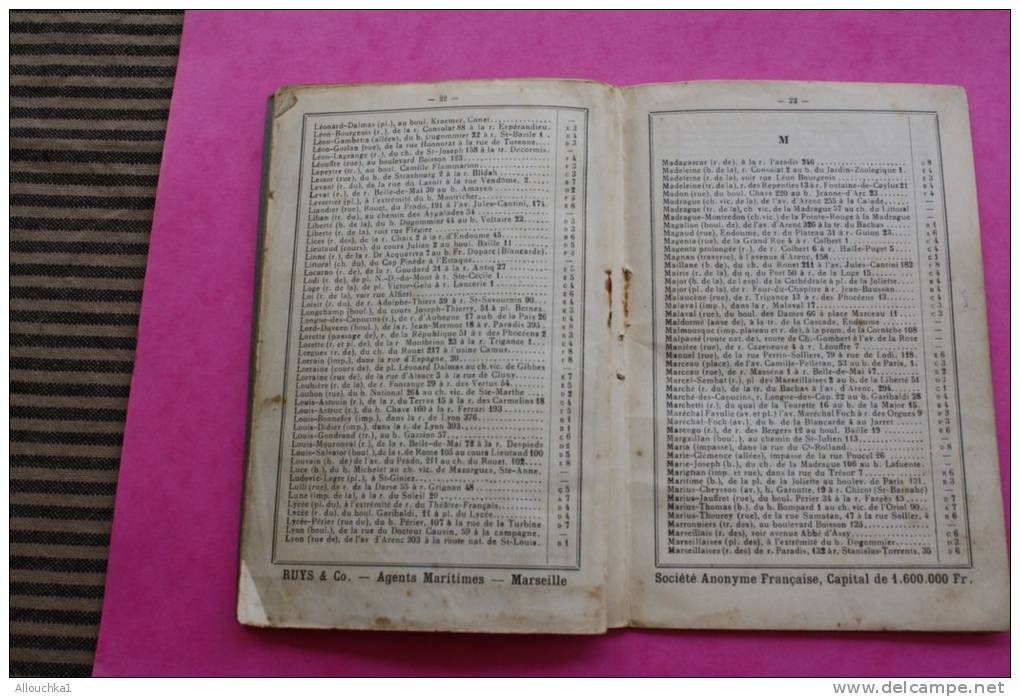 Livret marseillais RUYS carte du réseau des tramways 45e année rues bd cours places traverses de Marseille