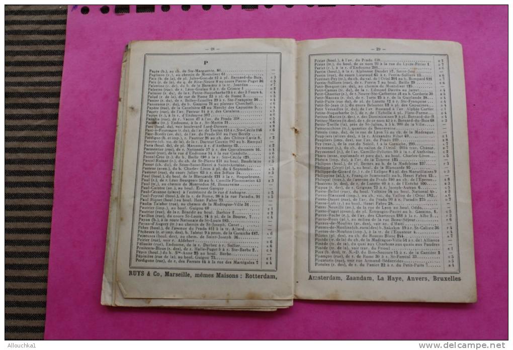 Livret marseillais RUYS carte du réseau des tramways 45e année rues bd cours places traverses de Marseille