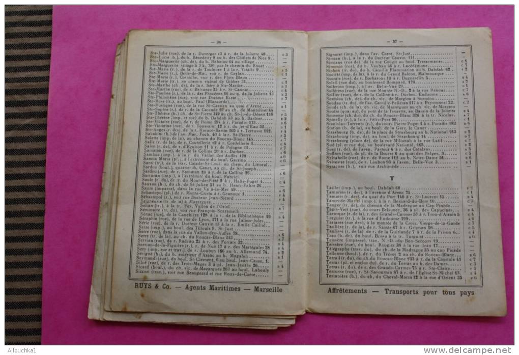 Livret marseillais RUYS carte du réseau des tramways 45e année rues bd cours places traverses de Marseille
