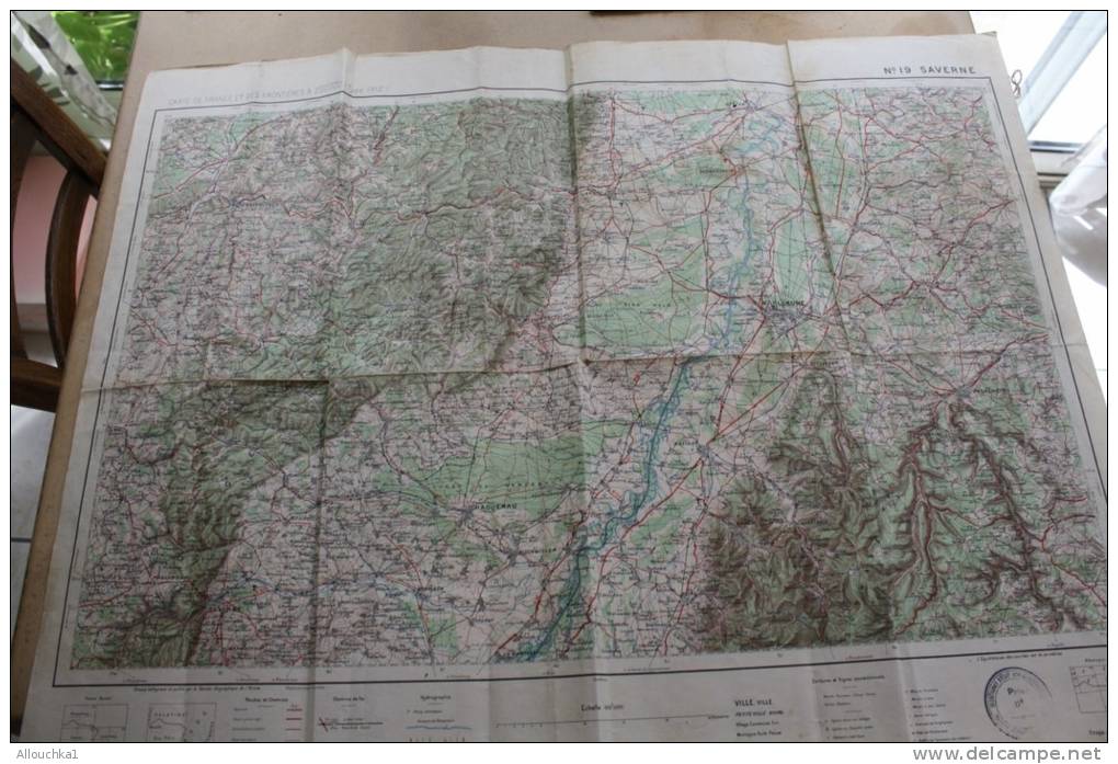 1940 Carte Géographique De France Et Des Frontières Saverne N°19 Dressé Héliogravé Publié Par Service Armée Type 1912 - Topographical Maps