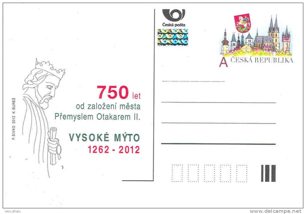 Czech Republic 2012  - 750 Years From Establishing Of City Vysoke Myto, Special Postal Stationery, MNH - Cartes Postales