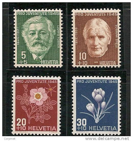 SWITZERLAND - 1945  PRO JUVENTUDE - FLOWERS  - Yvert # 423/6 - MINT NH - Ungebraucht