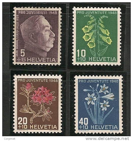 SWITZERLAND - 1948  PRO JUVENTUDE - FLOWERS  - Yvert # 467/470 - MINT LH - Neufs