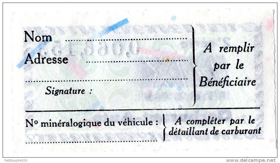BON DE NECESSITE Carburant-Auto- DIX Litres - Bons & Nécessité
