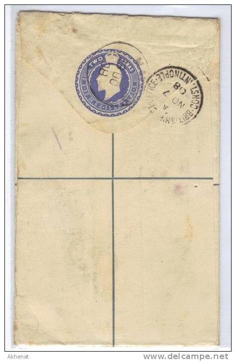 ENG84 - INDIA , Intero Postale REGISTERED  Per Costantinople . - 1902-11  Edward VII