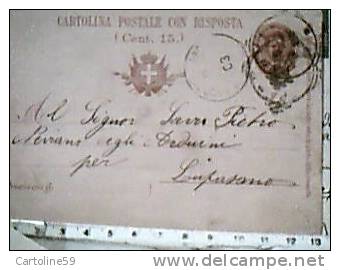 INTERO POSTALE 10 Ct  902 Mil.RISPOSTA PAGATA PARMA PER LUPAZZANO Timbro NEVIANO DEGLI ARDUINI 1903 DU1261 - Paketmarken