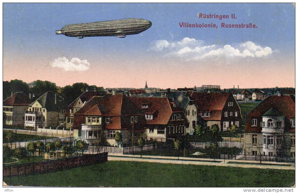 Rustringen II Villenkolonie Rosenstr Zeppelin Used Postcard - Wilhelmshaven