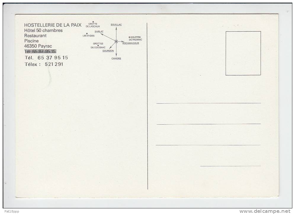 PAYRAC (46) Hotel Restaurant HOSTELLERIE DE LA PAIX - CPSM CPM (Lot) - Autres & Non Classés