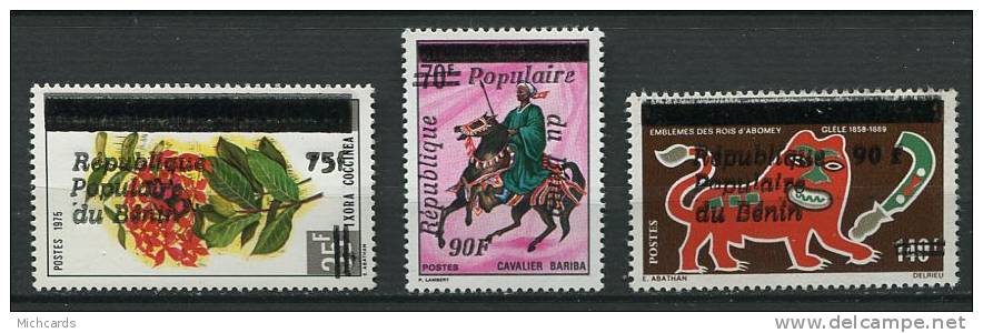 BENIN 1984 - Avec Surcharge - Cheval, Cavalier, Embleme - Neuf Sans Charniere (Y 626/28 - Mi 427/29) - Benin – Dahomey (1960-...)