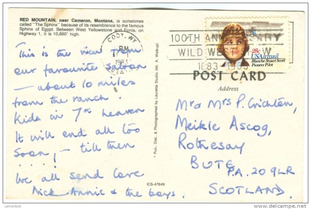 USA, Red Mountain, Near Cameron, Montana, 1983 Used Postcard [10586] - Other & Unclassified