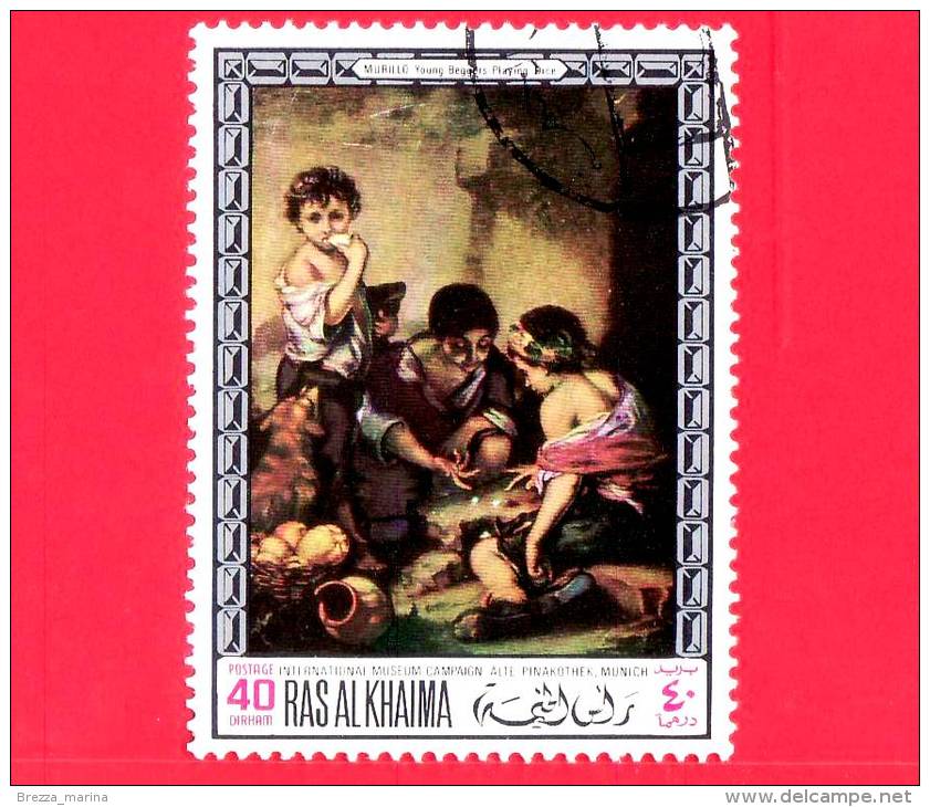 RAS AL- KHAIMA - Usato - 1972 - Arte - Pittura - Painting - Murillo - Beggers Playing Dice - 40 - Ra's Al-Chaima