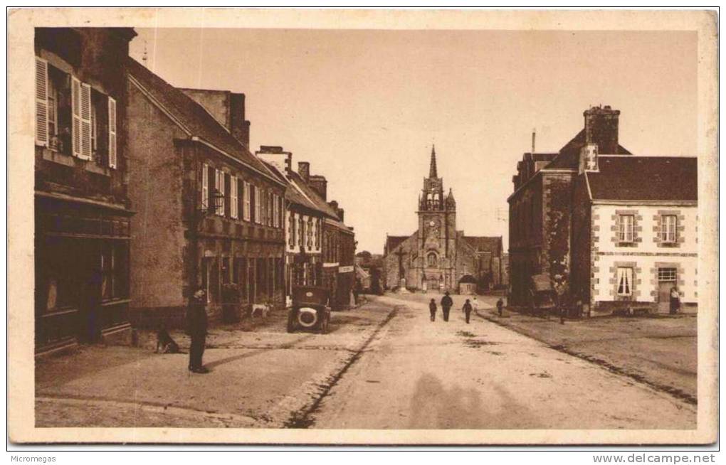 GUERLESQUIN - Rue De L'Eglise Et Les Halles - Guerlesquin