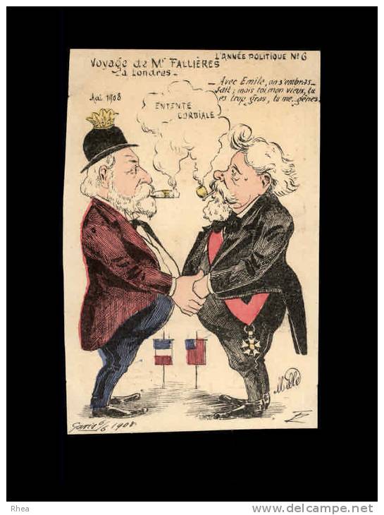 ILLUSTRATEURS - Belle Carte Illustrée Par MILLE - L'Année Politique N°6 - FALLIERES à Londres - Mille