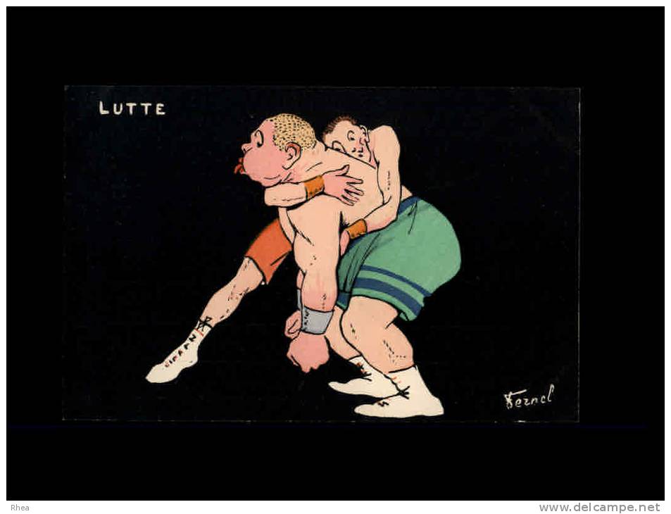 ILLUSTRATEURS - Très Belle Carte Illustrée Par FERNEL - Lutte - Sport - Fernel