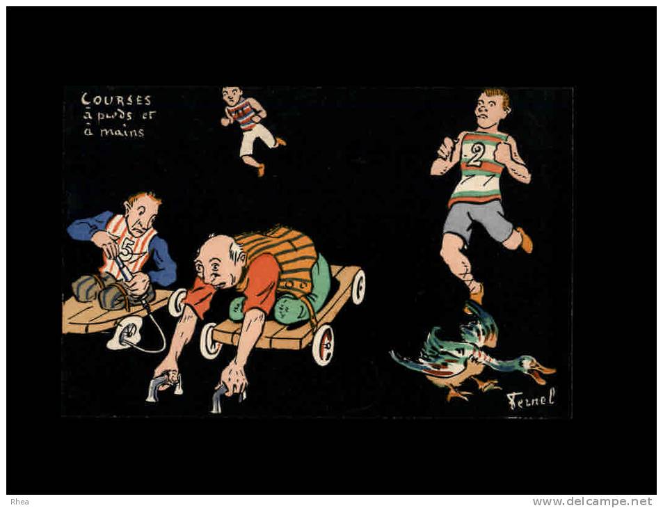 ILLUSTRATEURS - Très Belle Carte Illustrée Par FERNEL - Courses à Pieds Et à Mains - Sport - Fernel