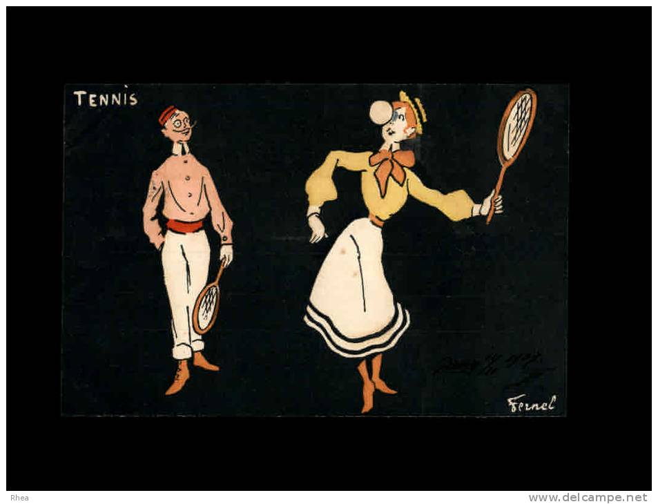 ILLUSTRATEURS - Très Belle Carte Illustrée Par FERNEL - Tennis - Sport - Fernel