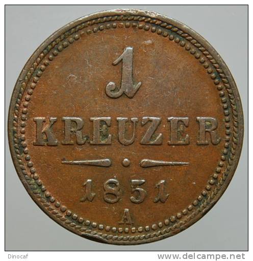 AUSTRIA/AUSTRIA/OESTERREI CH KREUZER **1851** WIEN SPLENDIDO!!! AQUILA CORONA SCHEIDEMUENZE - Altri & Non Classificati