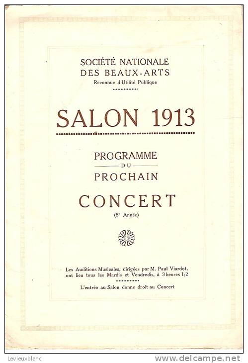 Programme/société Nationale Des Beaux Arts/ Sponsoring Grands Magasins Du Printemps/Salon 1913   PROG17 - Programma's