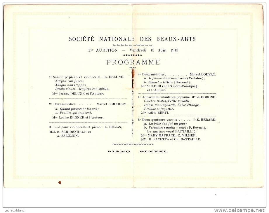 Programme/société Nationale Des Beaux Arts/ Sponsoring Grands Magasins Du Printemps/Salon 1913   PROG17 - Programma's