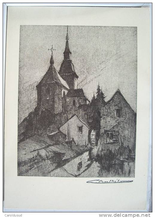 Cp LITHO Chassepierre Eglise St Saint Martin D Après Eau Forte BARTHELEMY Office Artisanat - Chassepierre