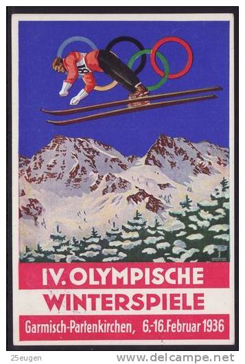 GERMANY WINTER OLIMPIC GAME GA-PA 1936 AUSTRIAN OLYMPIA FOND COMMEMORATIVE POSTCARD WITH POSTMARK - Hiver 1936: Garmisch-Partenkirchen